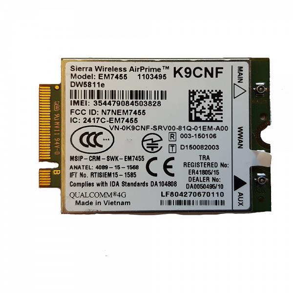 Dell K9CNF - DW5811E Sierra Wireless Airprime EM7455 Qualcomm 4G LTE WWAN Card